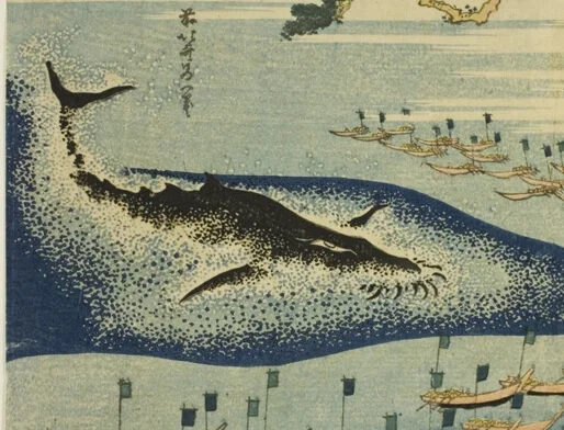 白い波しぶきの点描