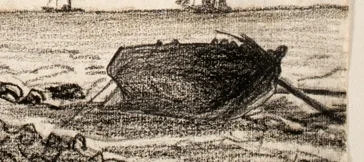 浜辺に引き上げられた舟