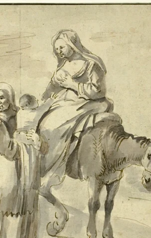 ロバに乗る女性