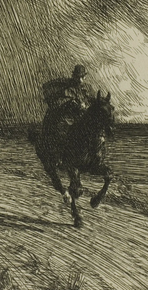 疾走する馬と騎手