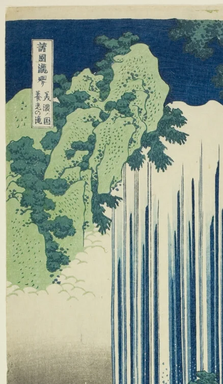 左側の苔むした岩壁