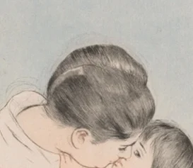 結い上げられた母親の髪