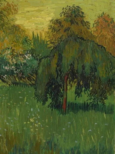 右側のしだれ柳