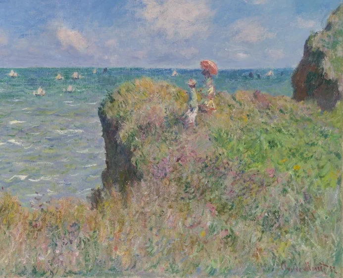 草に覆われた崖の頂上