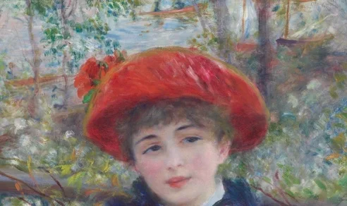 印象的な赤い帽子