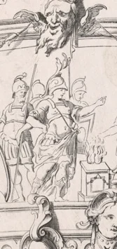 浮き彫りの中央の兵士