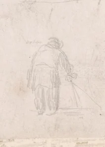 杖をついて歩く人物