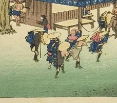 出発の準備をする旅人たち