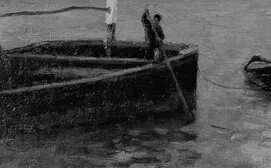 手前の大きな荷船