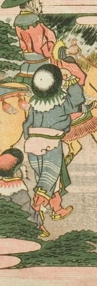 馬の横を歩く子供