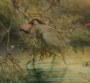 横たわって眠る妖精