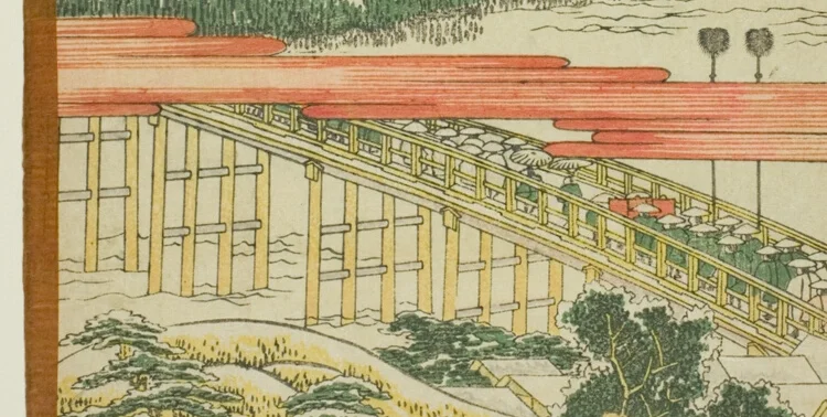 橋を支える多数の木柱