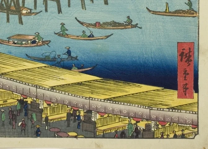 川端の屋台と茶屋