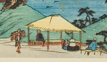 茅葺き屋根の休憩所