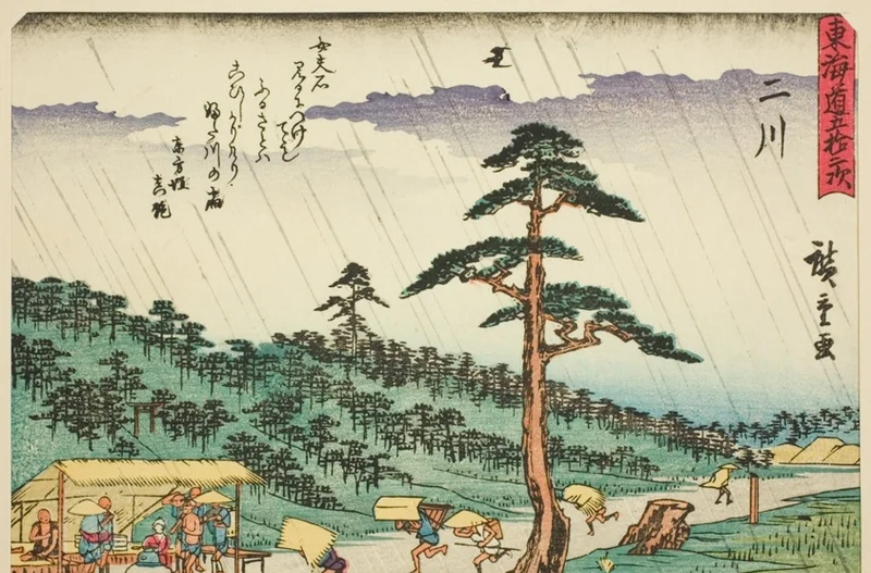 画面を斜めに横切る雨の線