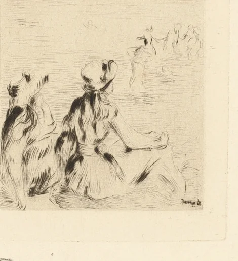 右側の座っている子供(後ろ姿)