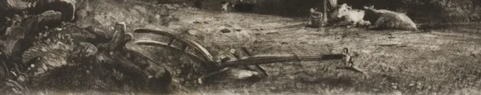 手前の耕作道具（プラウ）