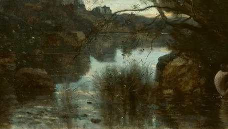 静かな湖面と空の反射