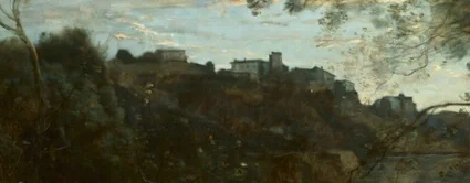 丘の上の遠くの町