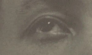 上を見つめる左目