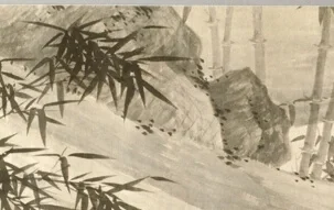 左側の大きな岩