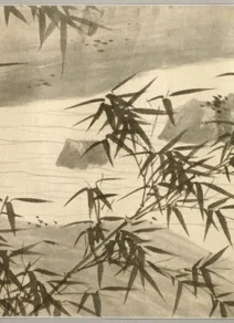 右側の密集した竹の葉