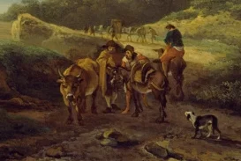 家畜を連れた旅人たちの群れ