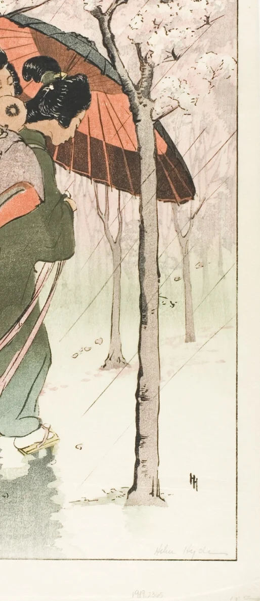 斜めに降る雨の線