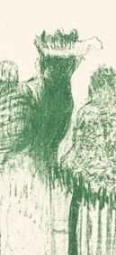 女性の右側に落ちる影