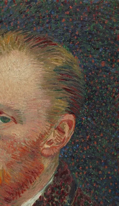 頭部を囲む後光のような背景