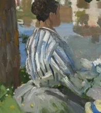 青と白の縞模様のドレス