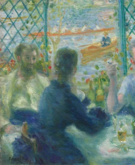 背中を向けた女性（青いドレス）