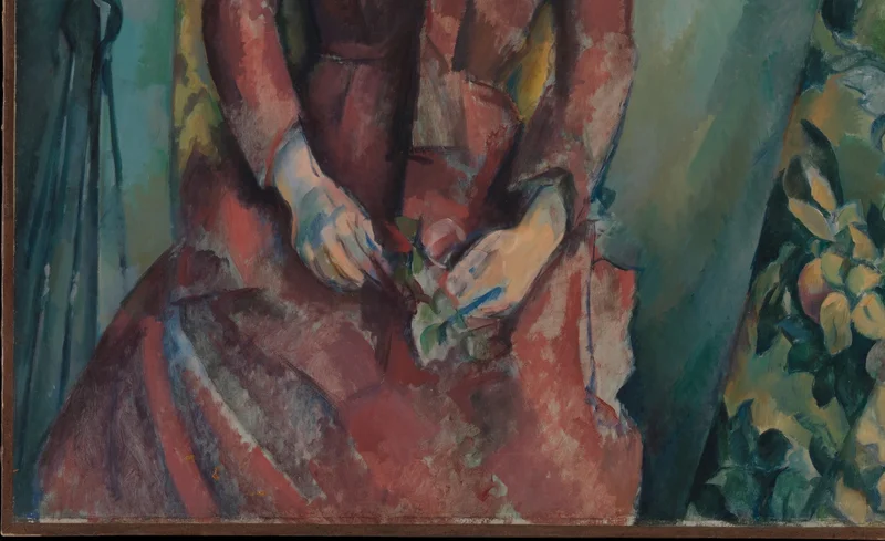 ボリュームのある赤いスカート