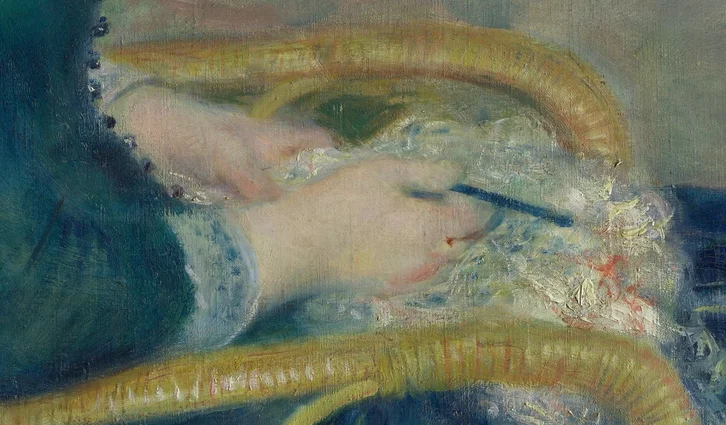 編み物をする手