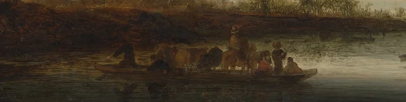 家畜を運ぶ渡し舟