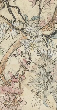 中央の白桃の花