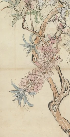 下部の紅桃の密集部