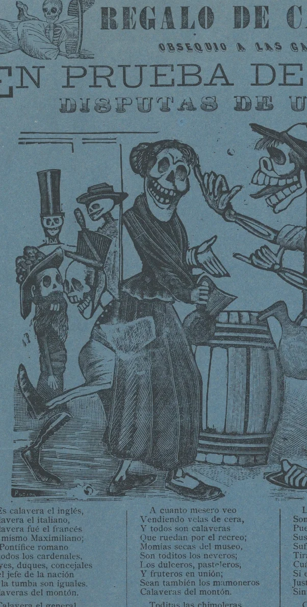 中央の女性の骸骨